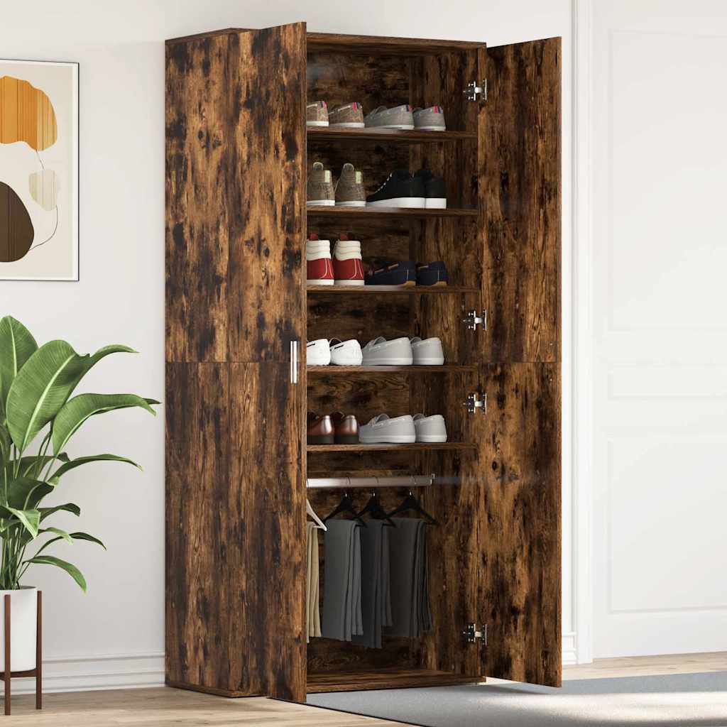 Schoenenkast Gerookt eiken 80 x 39 x 178 cm Bewerkt hout is nu te koop bij PeponiXL, paradijselijk wonen!