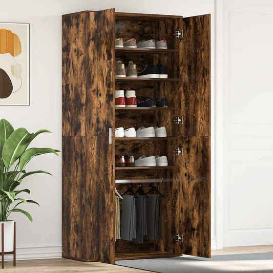 Schoenenkast Gerookt eiken 80 x 39 x 178 cm Bewerkt hout is nu te koop bij PeponiXL, paradijselijk wonen!