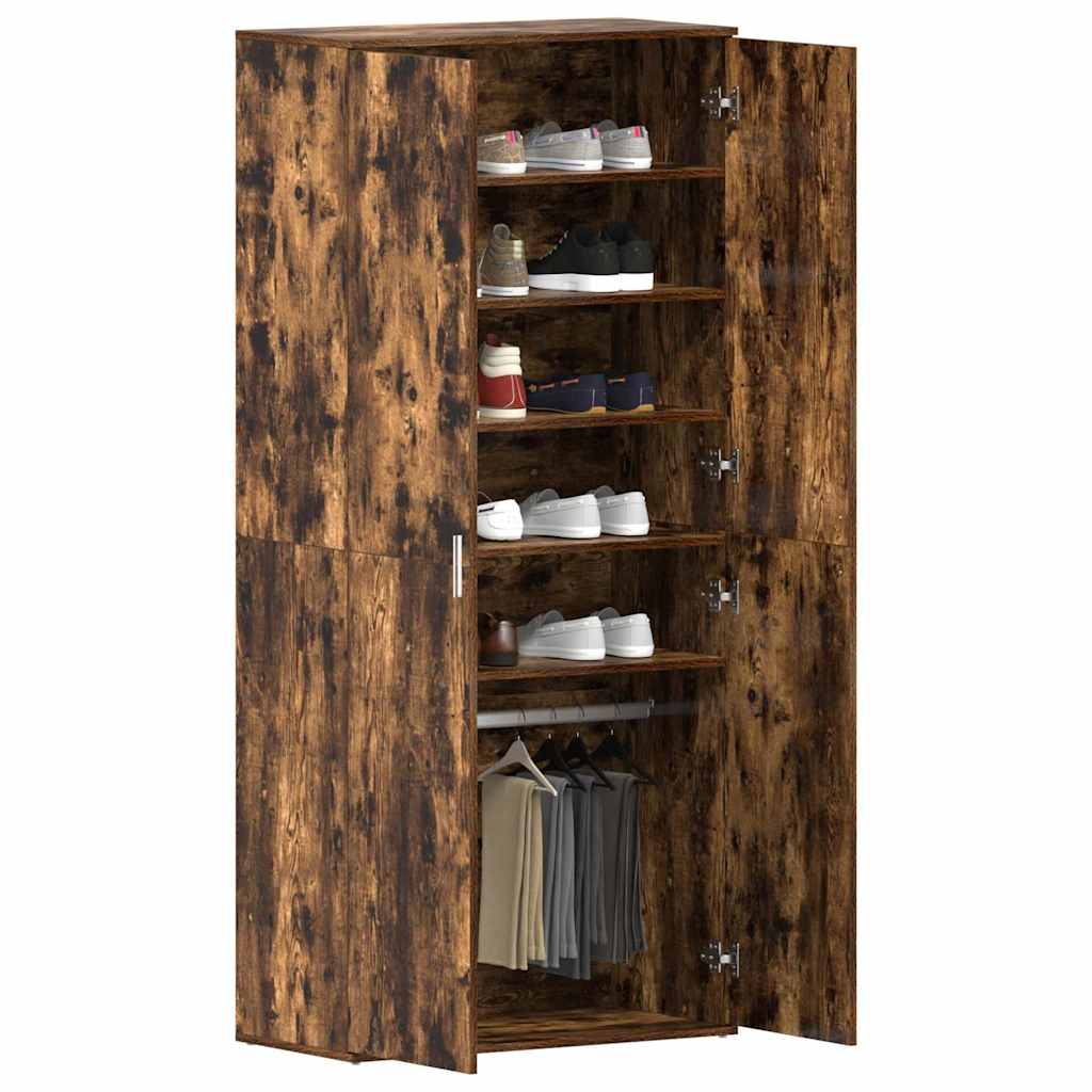 Schoenenkast Gerookt eiken 80 x 39 x 178 cm Bewerkt hout is nu te koop bij PeponiXL, paradijselijk wonen!