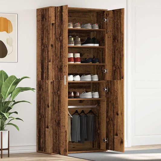 Schoenenkast met plank Oudhout 80 x 39 x 178 cm Bewerkt hout is nu te koop bij PeponiXL, paradijselijk wonen!