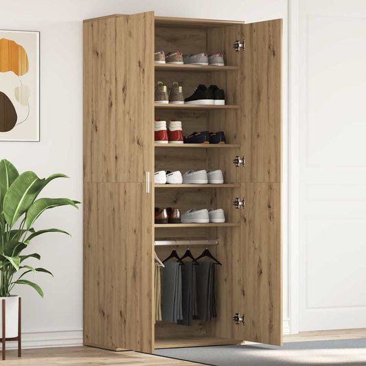 Schoenenkast Artisan Eiken 80 x 39 x 178 cm Bewerkt hout is nu te koop bij PeponiXL, paradijselijk wonen!