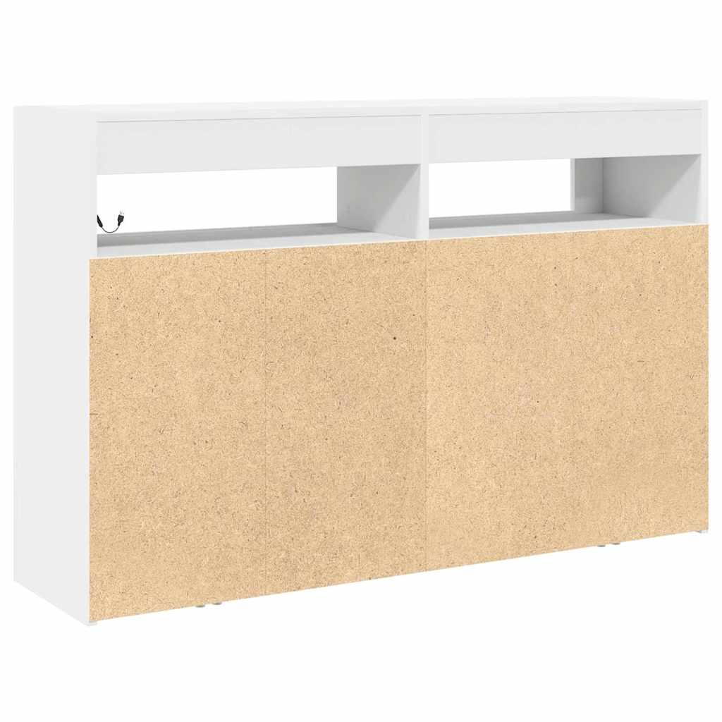 Dressoir met LED-striplichten Wit 116 x 30 x 75 cm Bewerkt hout is nu te koop bij PeponiXL, paradijselijk wonen!