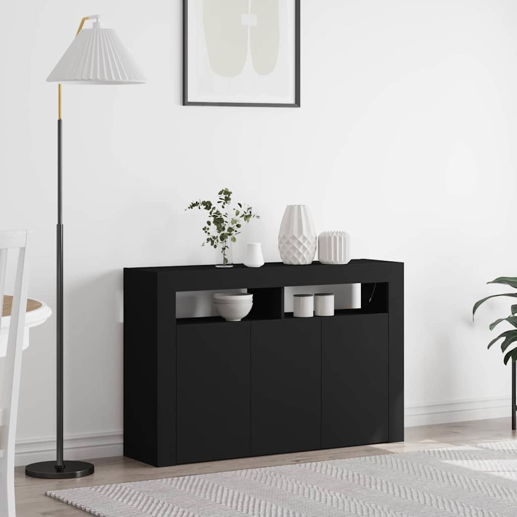 Dressoir Zwart 116 x 30 x 75 cm Bewerkt hout is nu te koop bij PeponiXL, paradijselijk wonen!
