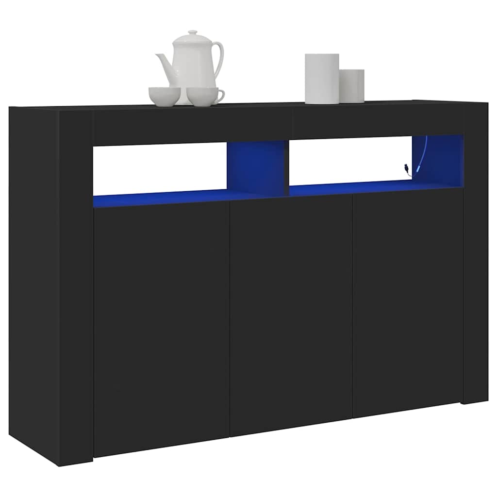 Dressoir Zwart 116 x 30 x 75 cm Bewerkt hout is nu te koop bij PeponiXL, paradijselijk wonen!