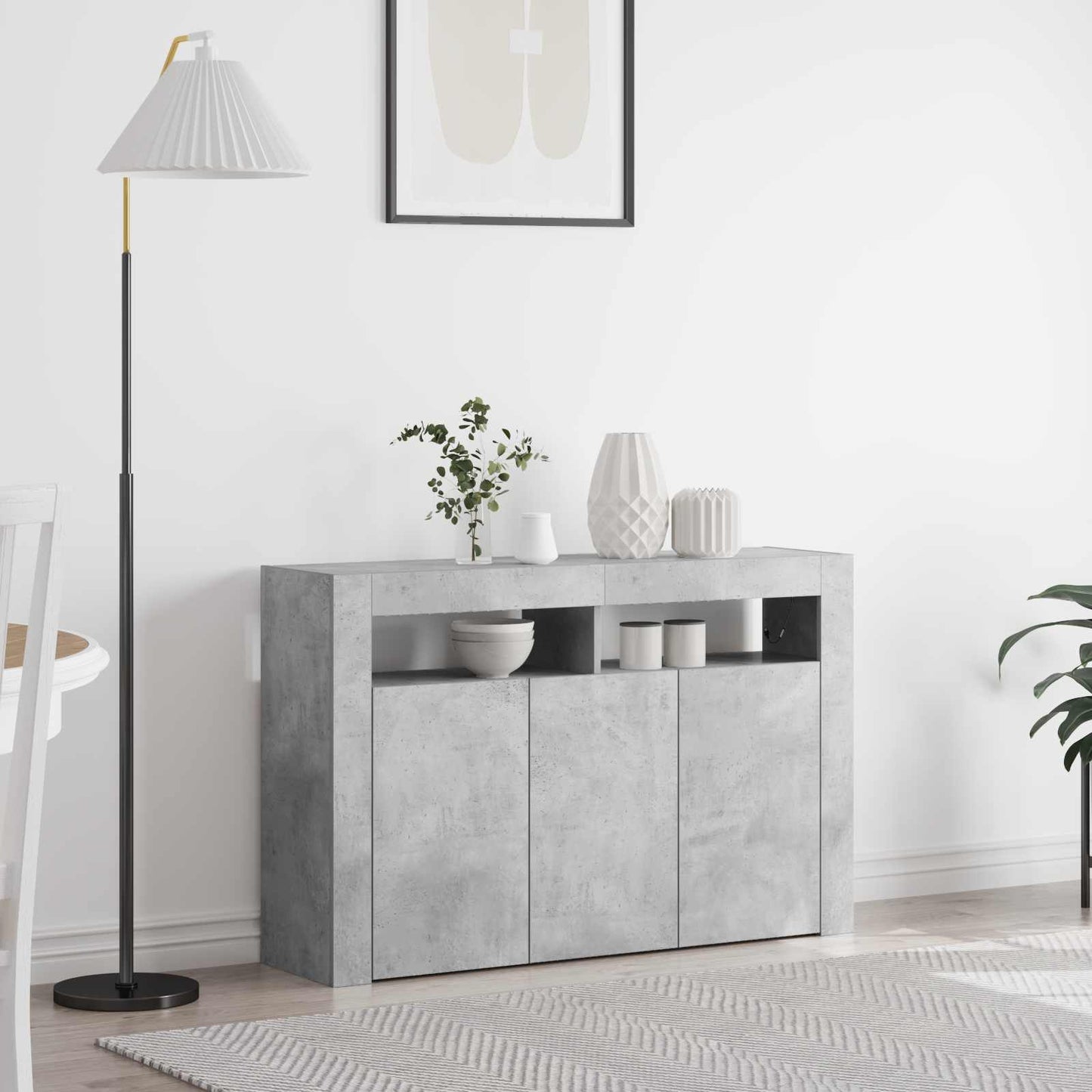 Dressoir Beton Grijs 116 x 30 x 75 cm Bewerkt hout is nu te koop bij PeponiXL, paradijselijk wonen!