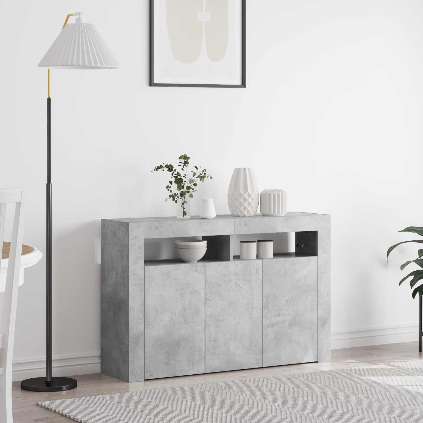 Dressoir Beton Grijs 116 x 30 x 75 cm Bewerkt hout is nu te koop bij PeponiXL, paradijselijk wonen!