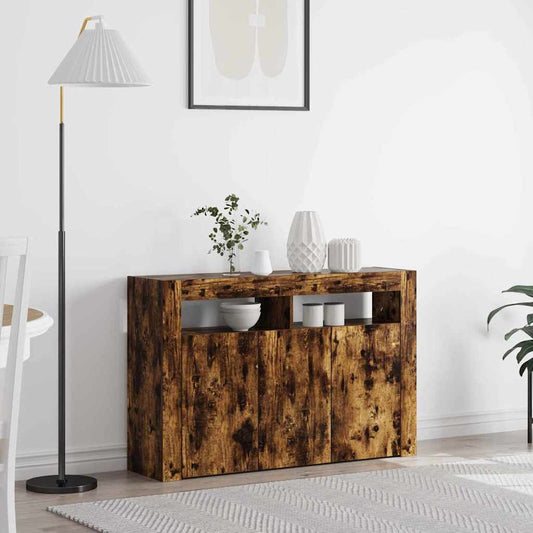 Dressoir Gerookt eiken 116 x 30 x 75 cm Bewerkt hout is nu te koop bij PeponiXL, paradijselijk wonen!