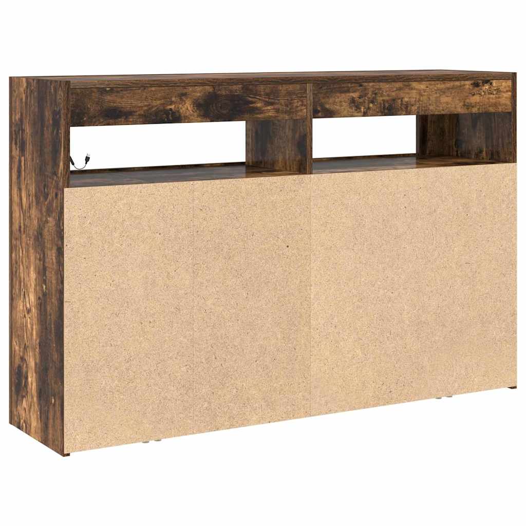 Dressoir Gerookt eiken 116 x 30 x 75 cm Bewerkt hout is nu te koop bij PeponiXL, paradijselijk wonen!