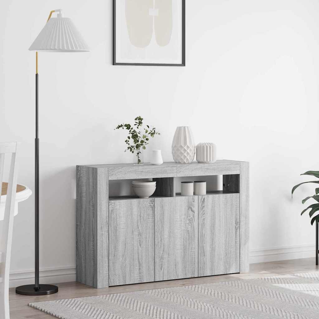 Dressoir Grijs Sonoma 116 x 30 x 75 cm Bewerkt hout is nu te koop bij PeponiXL, paradijselijk wonen!