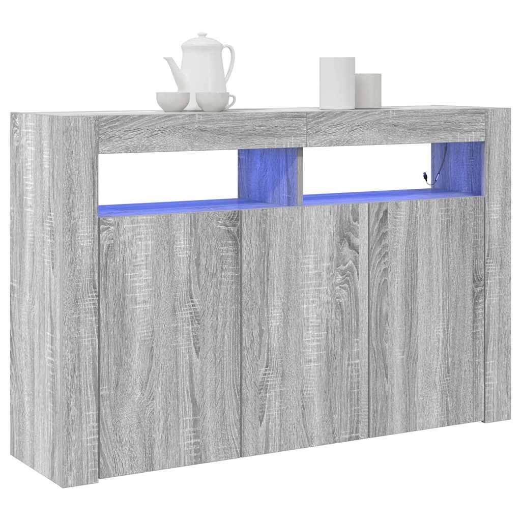 Dressoir Grijs Sonoma 116 x 30 x 75 cm Bewerkt hout is nu te koop bij PeponiXL, paradijselijk wonen!