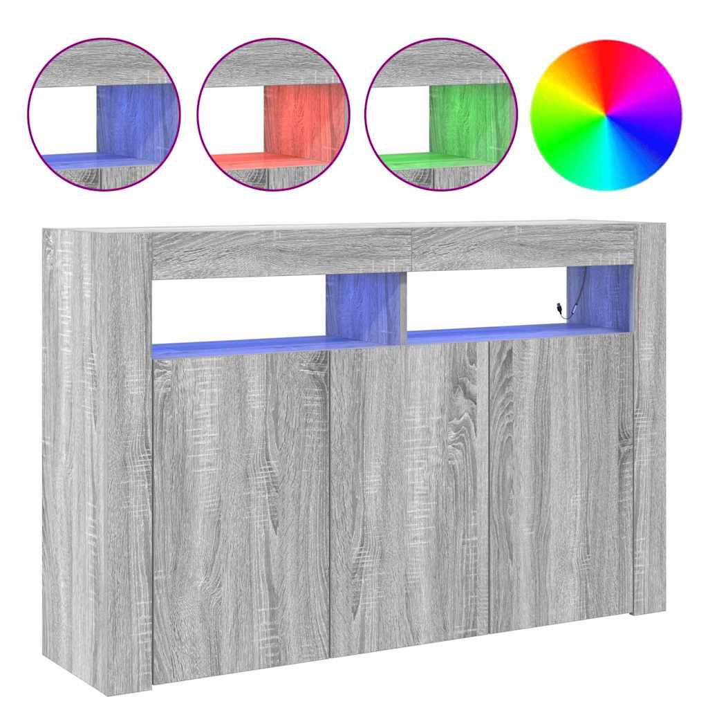 Dressoir Grijs Sonoma 116 x 30 x 75 cm Bewerkt hout is nu te koop bij PeponiXL, paradijselijk wonen!