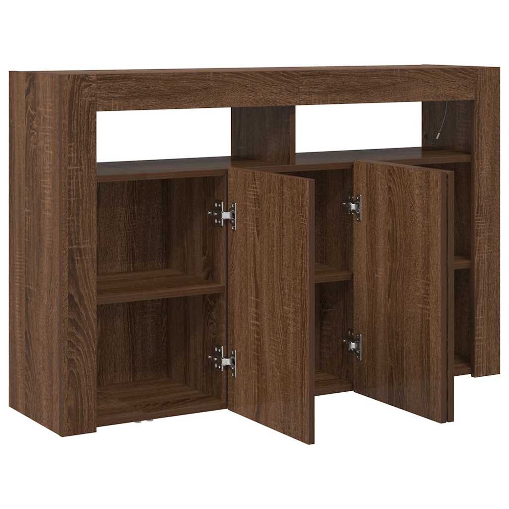 Dressoir Bruin Eiken 116 x 30 x 75 cm Bewerkt hout is nu te koop bij PeponiXL, paradijselijk wonen!