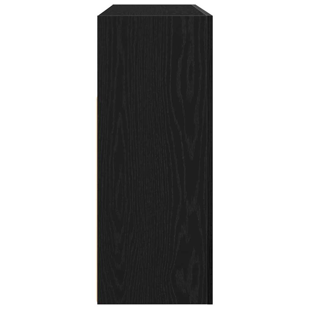 Dressoir Zwart Eiken 116 x 30 x 75 cm Bewerkt hout is nu te koop bij PeponiXL, paradijselijk wonen!