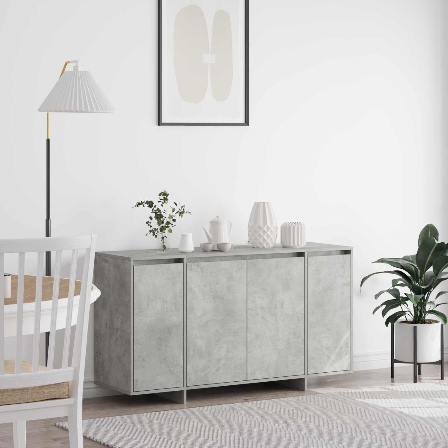 Dressoir Beton Grijs 135 x 41 x 75 cm Bewerkt hout is nu te koop bij PeponiXL, paradijselijk wonen!