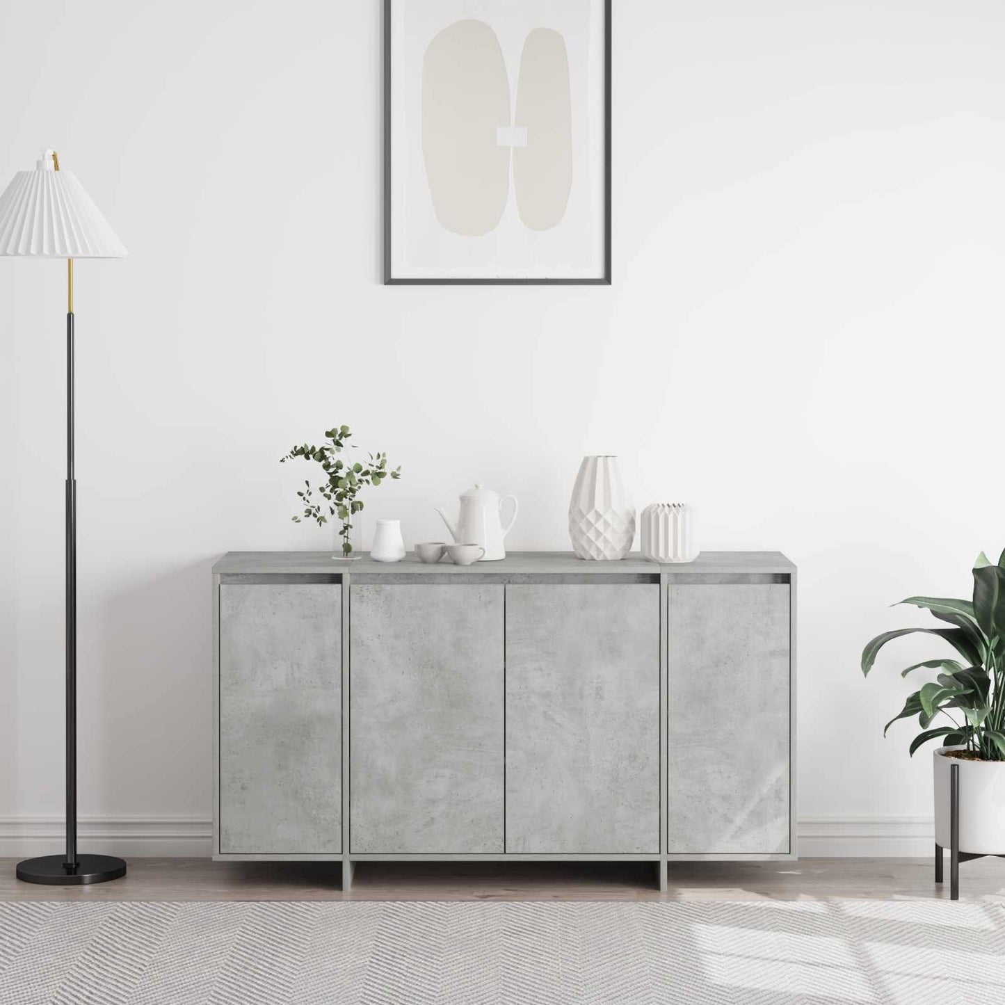 Dressoir Beton Grijs 135 x 41 x 75 cm Bewerkt hout is nu te koop bij PeponiXL, paradijselijk wonen!