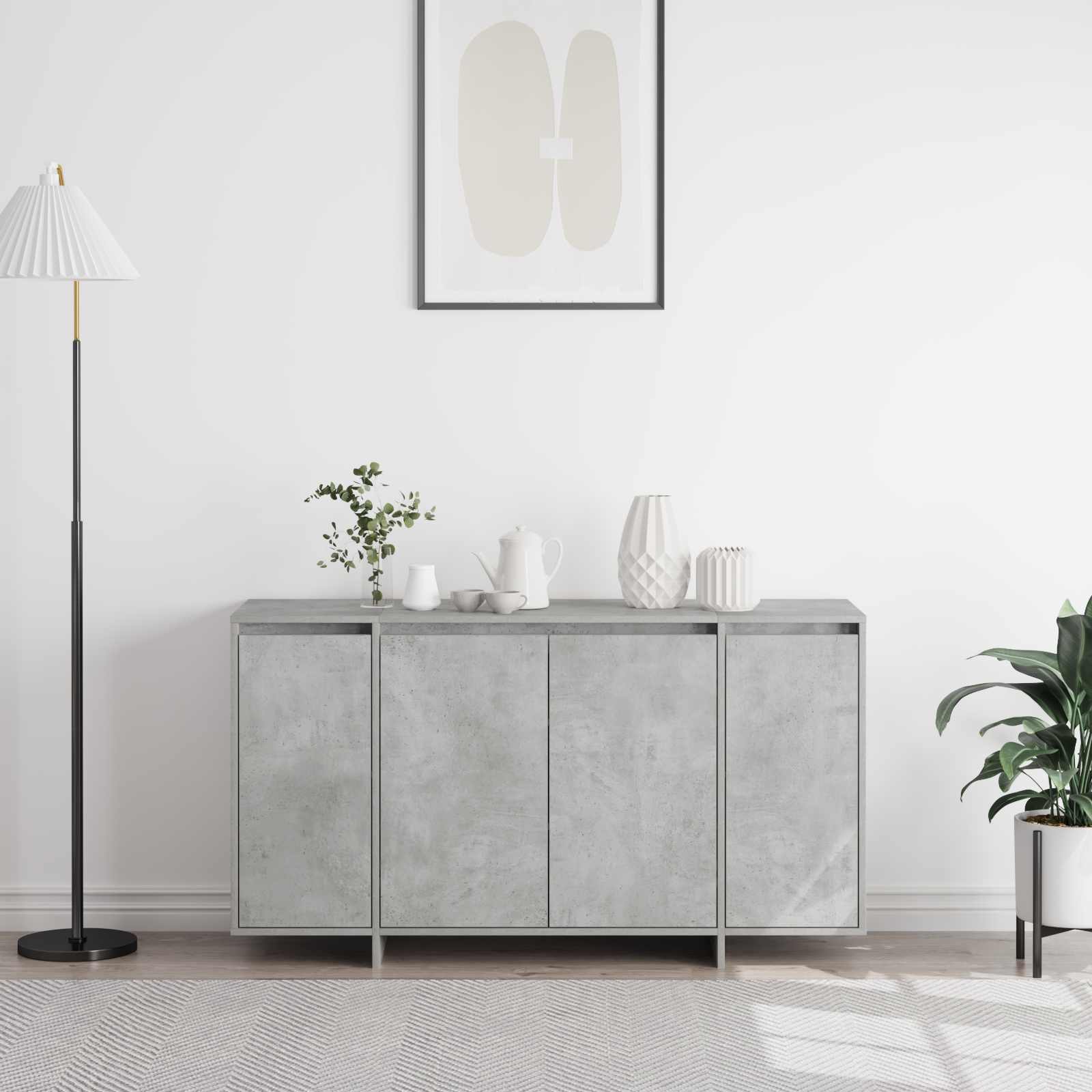 Dressoir Beton Grijs 135 x 41 x 75 cm Bewerkt hout is nu te koop bij PeponiXL, paradijselijk wonen!
