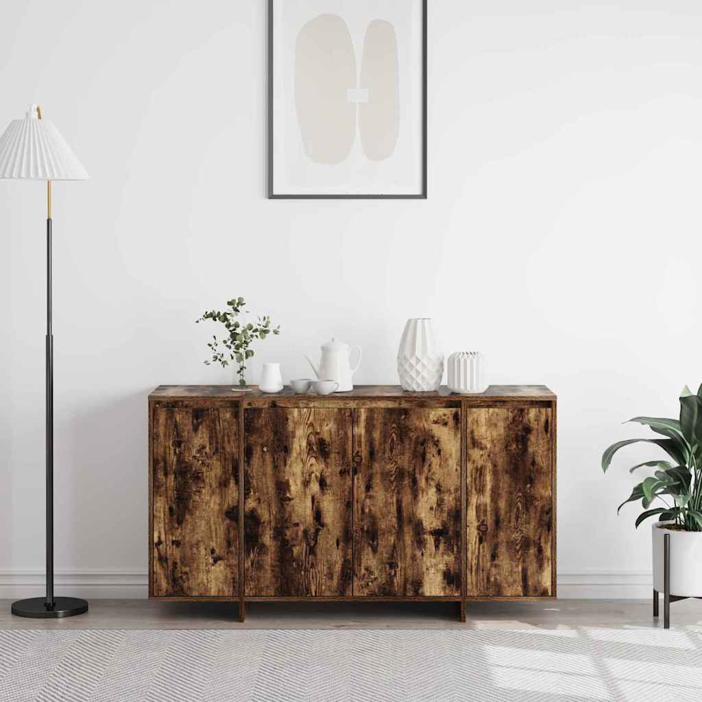 Dressoir Gerookt eiken 135 x 41 x 75 cm Bewerkt hout is nu te koop bij PeponiXL, paradijselijk wonen!