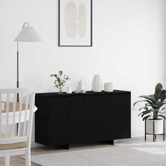Dressoir Zwart Eiken 135 x 41 x 75 cm Bewerkt hout is nu te koop bij PeponiXL, paradijselijk wonen!