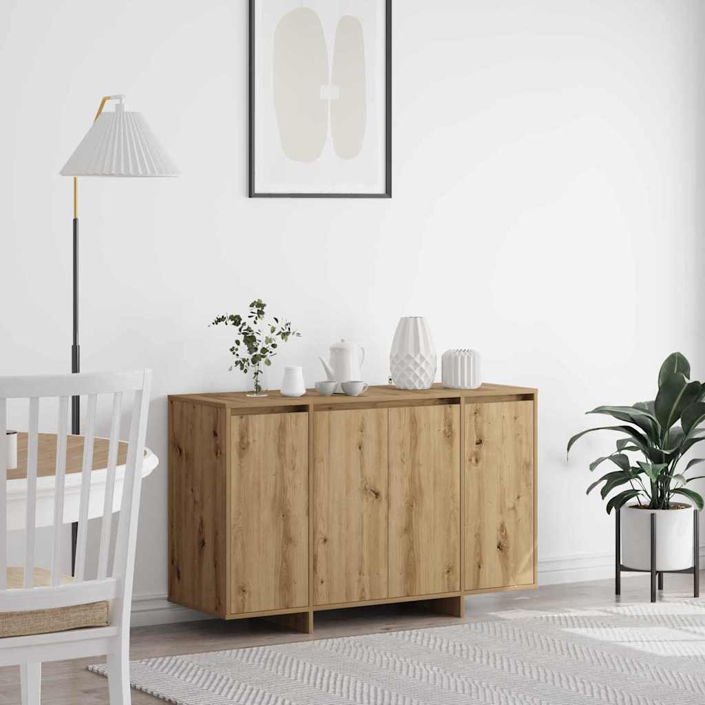 Dressoir artisanaal eikenkleurig 120 x 41 x 75 cm Bewerkt hout is nu te koop bij PeponiXL, paradijselijk wonen!