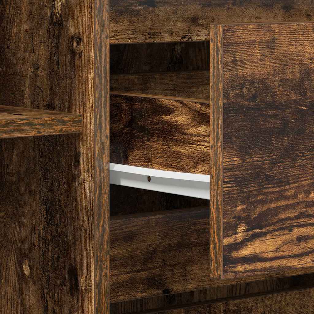 Dressoir met lade Gerookt eiken 120 x 41 x 75 cm Bewerkt hout is nu te koop bij PeponiXL, paradijselijk wonen!
