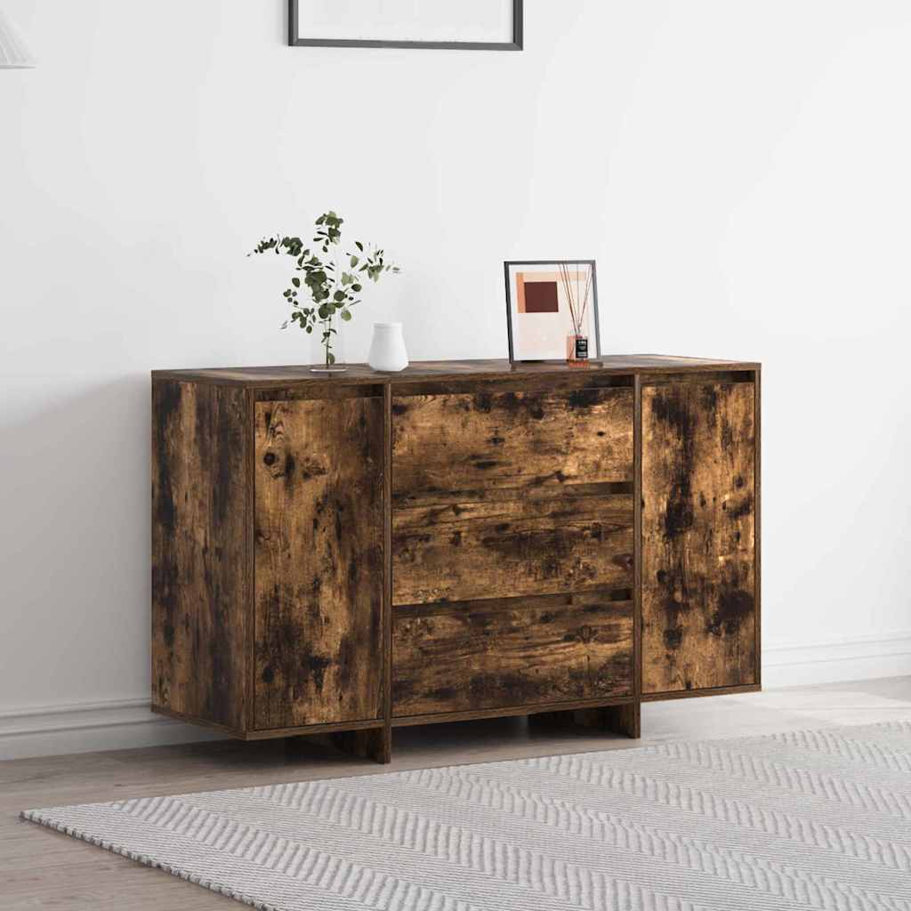 Dressoir met lade Gerookt eiken 120 x 41 x 75 cm Bewerkt hout is nu te koop bij PeponiXL, paradijselijk wonen!