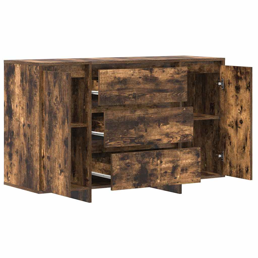 Dressoir met lade Gerookt eiken 120 x 41 x 75 cm Bewerkt hout is nu te koop bij PeponiXL, paradijselijk wonen!