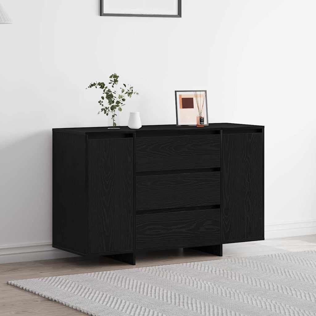 Dressoir met lade Zwart Eiken 120 x 41 x 75 cm Bewerkt hout is nu te koop bij PeponiXL, paradijselijk wonen!