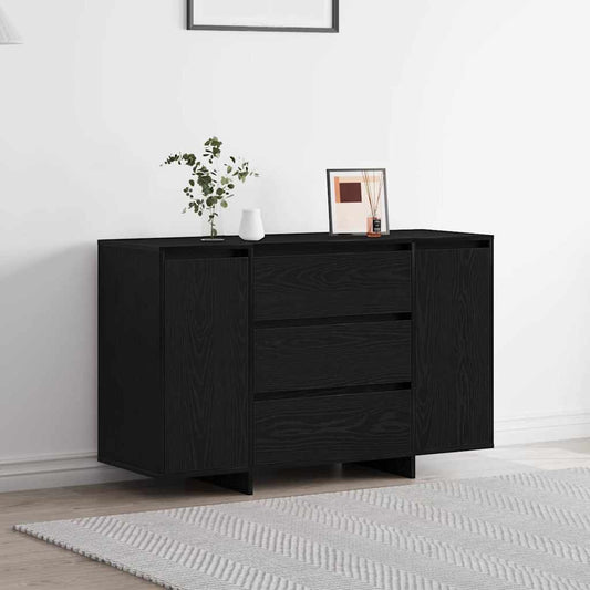 Dressoir met lade Zwart Eiken 120 x 41 x 75 cm Bewerkt hout is nu te koop bij PeponiXL, paradijselijk wonen!