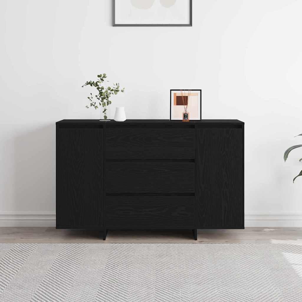 Dressoir met lade Zwart Eiken 120 x 41 x 75 cm Bewerkt hout is nu te koop bij PeponiXL, paradijselijk wonen!
