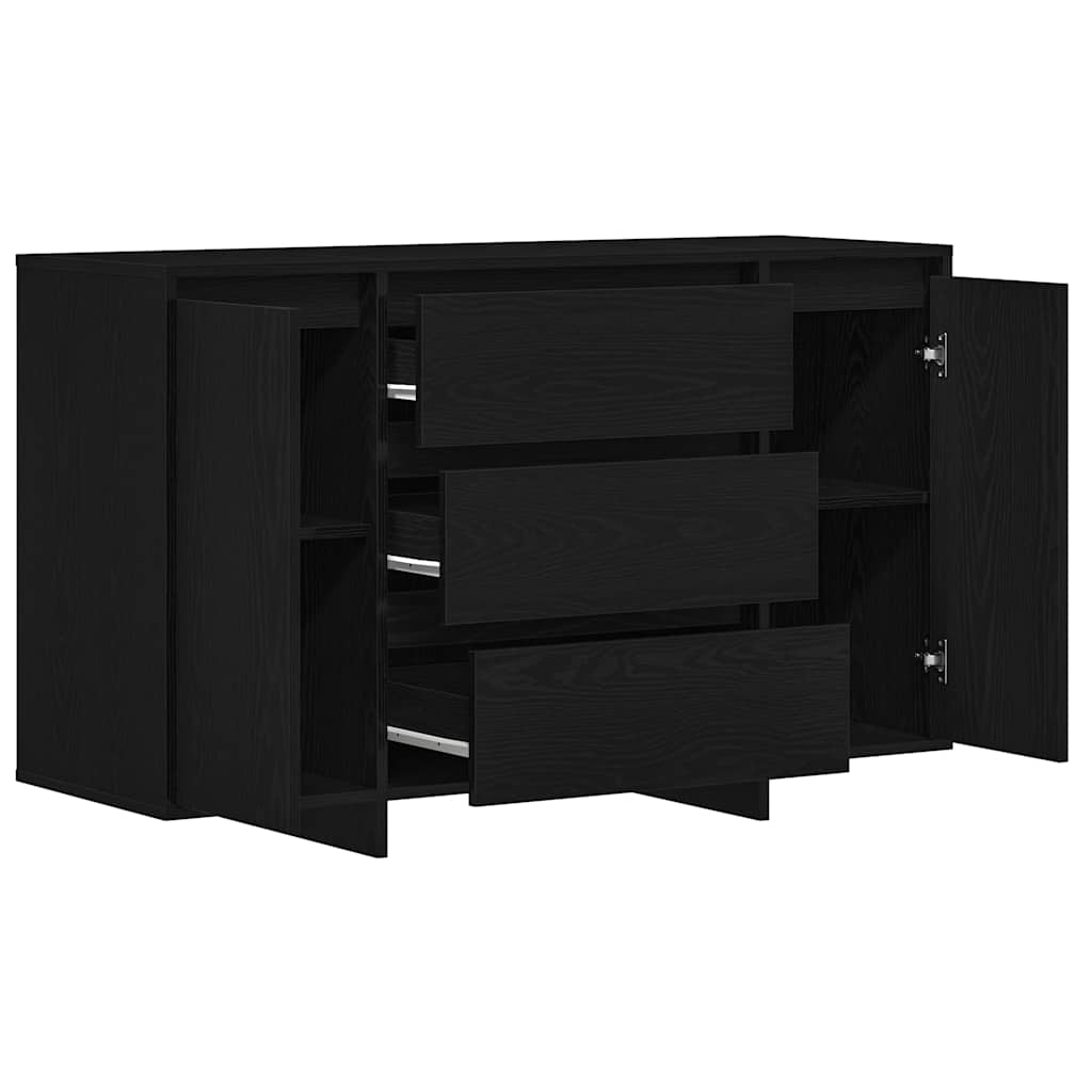 Dressoir met lade Zwart Eiken 120 x 41 x 75 cm Bewerkt hout is nu te koop bij PeponiXL, paradijselijk wonen!