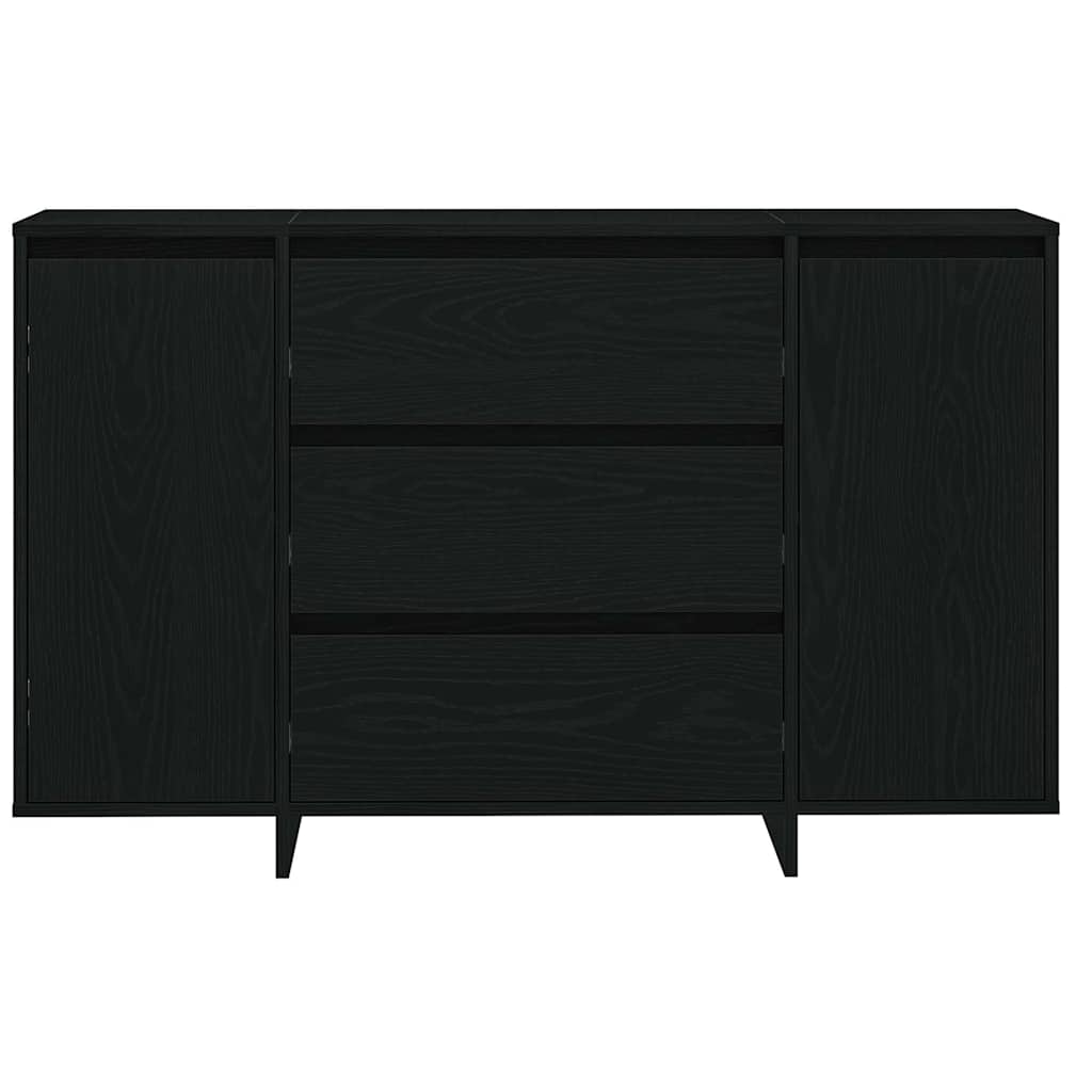 Dressoir met lade Zwart Eiken 120 x 41 x 75 cm Bewerkt hout is nu te koop bij PeponiXL, paradijselijk wonen!
