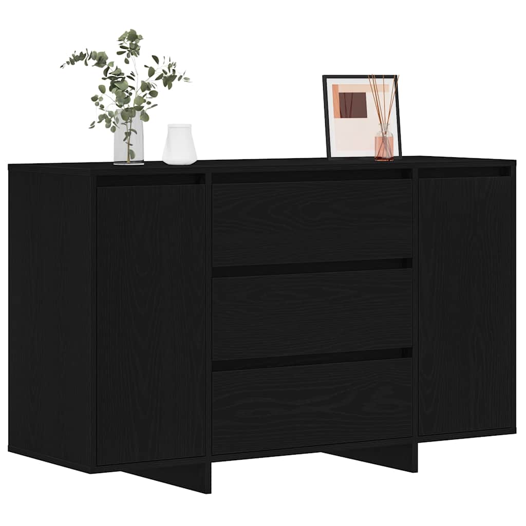 Dressoir met lade Zwart Eiken 120 x 41 x 75 cm Bewerkt hout is nu te koop bij PeponiXL, paradijselijk wonen!