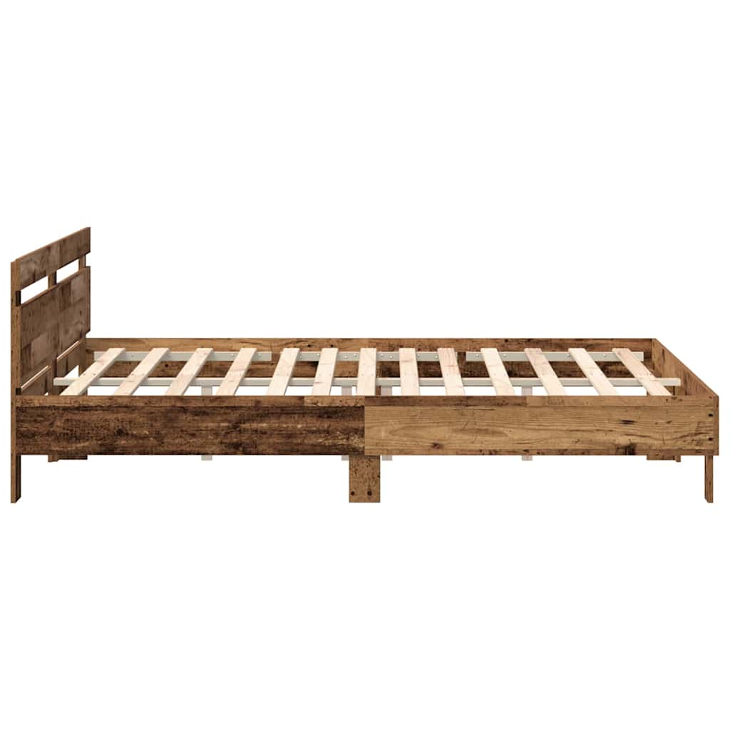 Bedframe met LED Oudhout 200 x 200 cm Bewerkt hout is nu te koop bij PeponiXL, paradijselijk wonen!