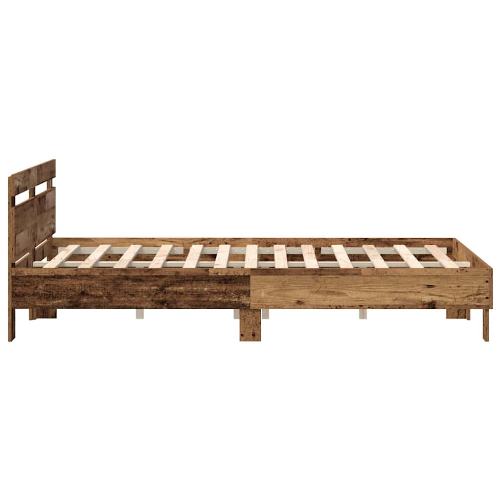 Bedframe met hoofdeinde Oudhout 140 x 200 cm Bewerkt hout
