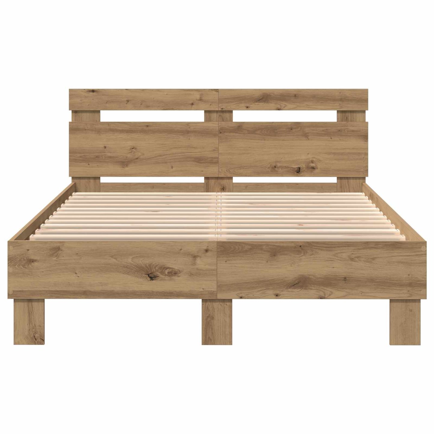 Bedframe met LED Artisan Eiken 135 x 190 cm Bewerkt hout is nu te koop bij PeponiXL, paradijselijk wonen!