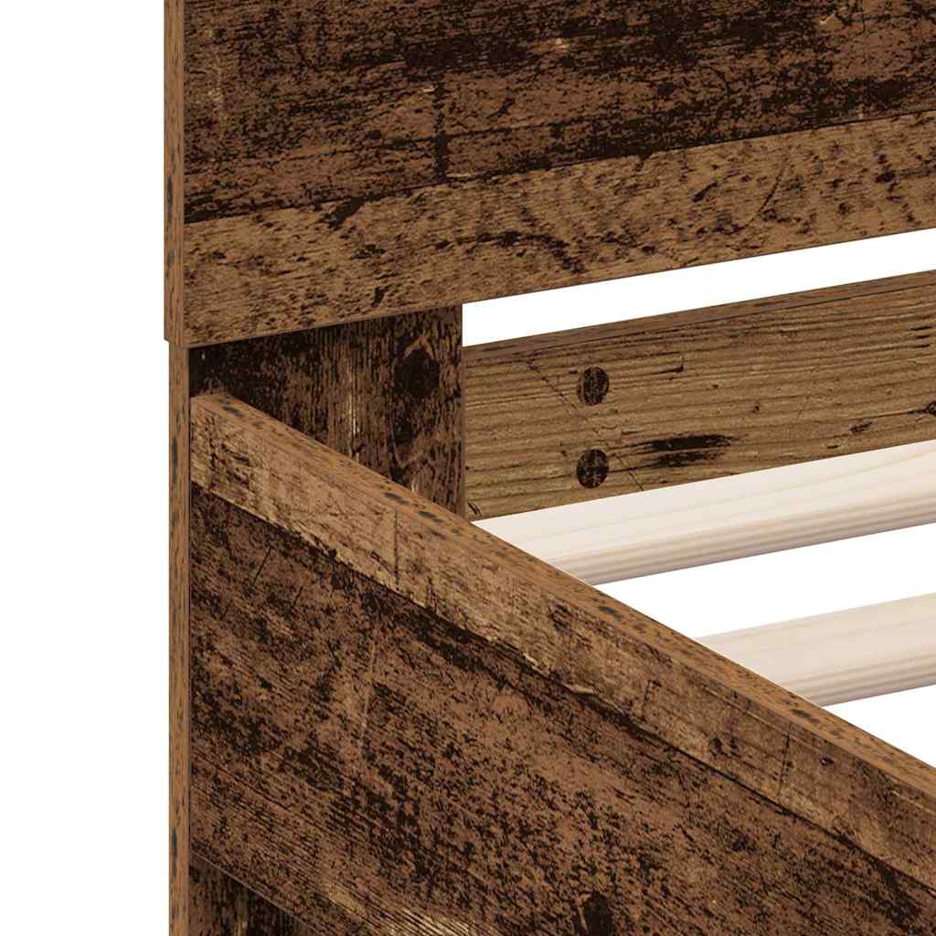 Bedframe met LED Oudhout 120 x 190 cm Bewerkt hout is nu te koop bij PeponiXL, paradijselijk wonen!
