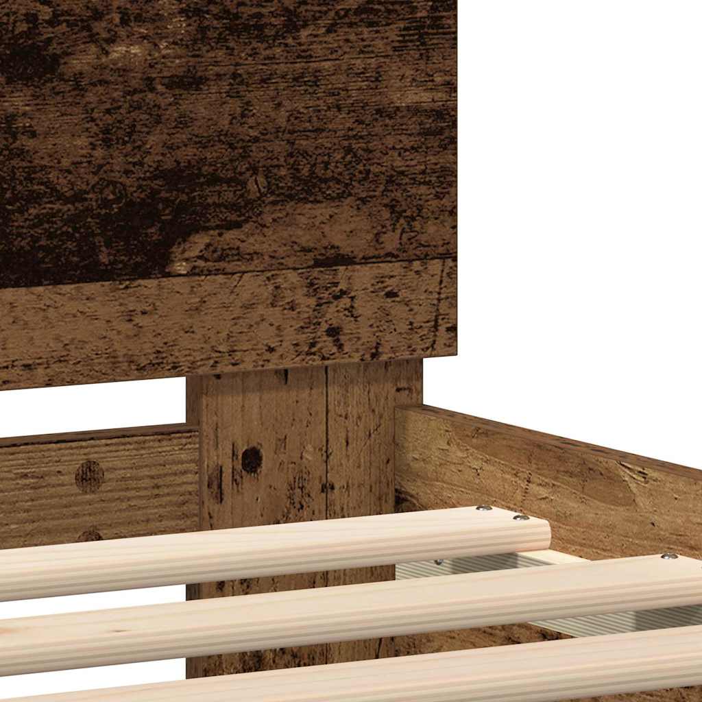 Bedframe met LED Oudhout 120 x 190 cm Bewerkt hout is nu te koop bij PeponiXL, paradijselijk wonen!