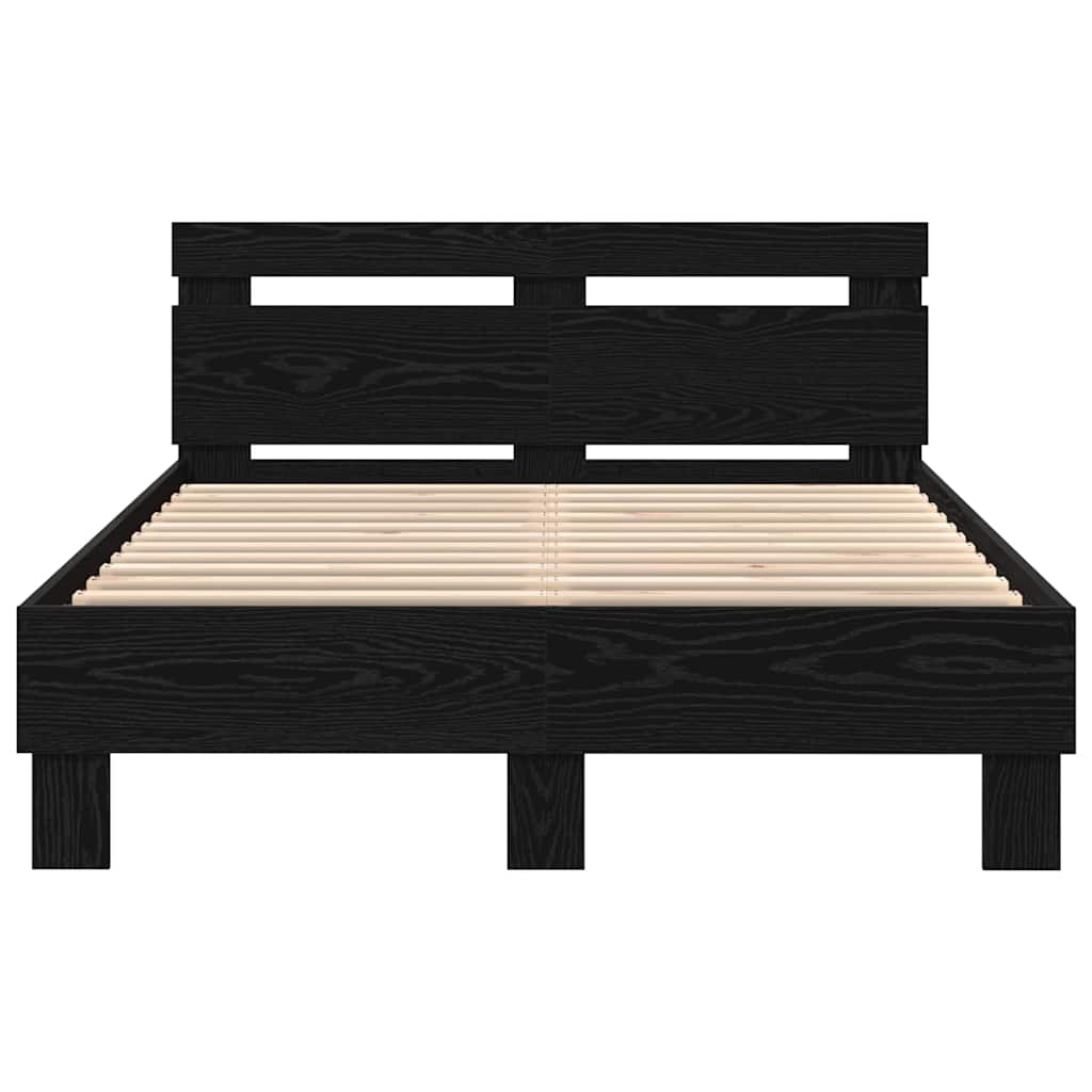 Bedframe met LED Zwart Eiken 120 x 190 cm Bewerkt hout is nu te koop bij PeponiXL, paradijselijk wonen!