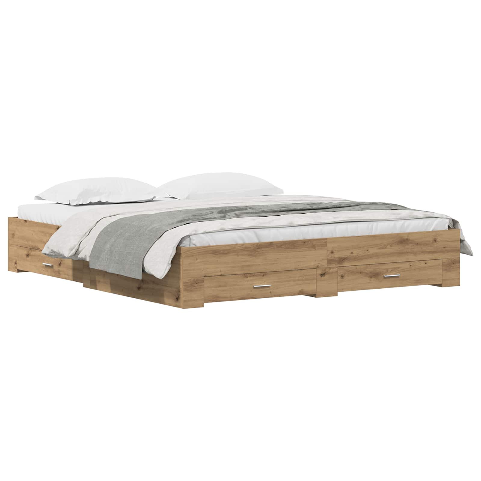 Bedframe met lade Artisan Eiken 180 x 200 cm Bewerkt hout is nu te koop bij PeponiXL, paradijselijk wonen!
