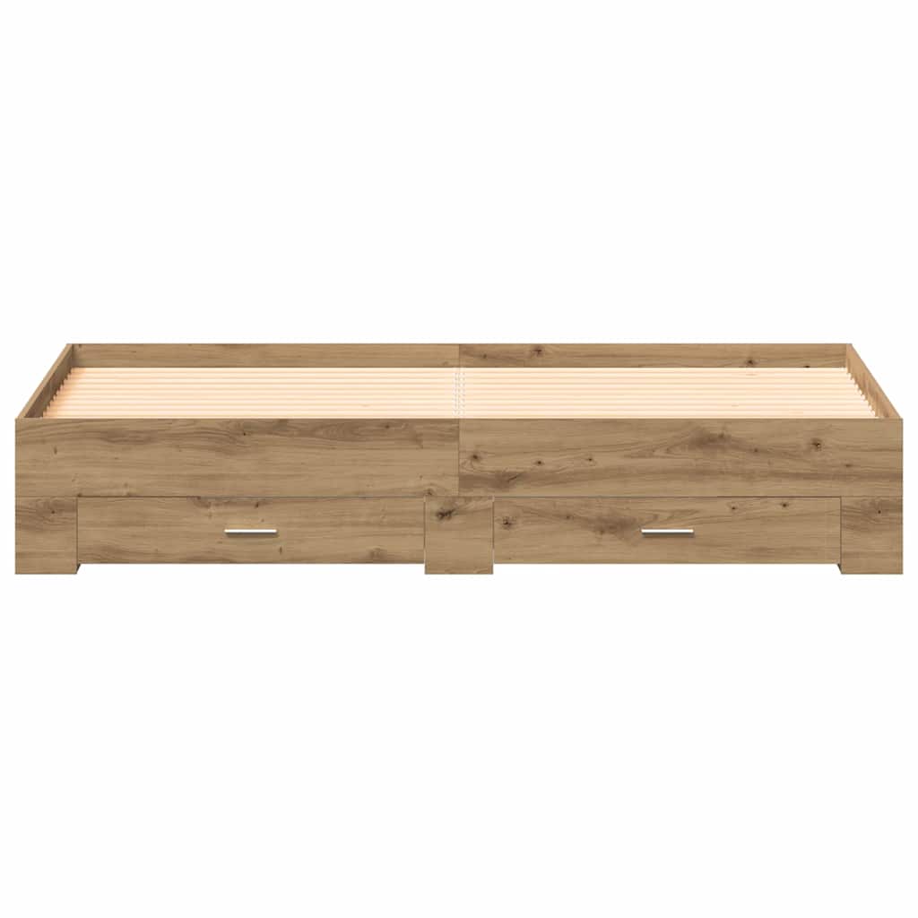 Bedframe met lade Artisan Eiken 180 x 200 cm Bewerkt hout is nu te koop bij PeponiXL, paradijselijk wonen!
