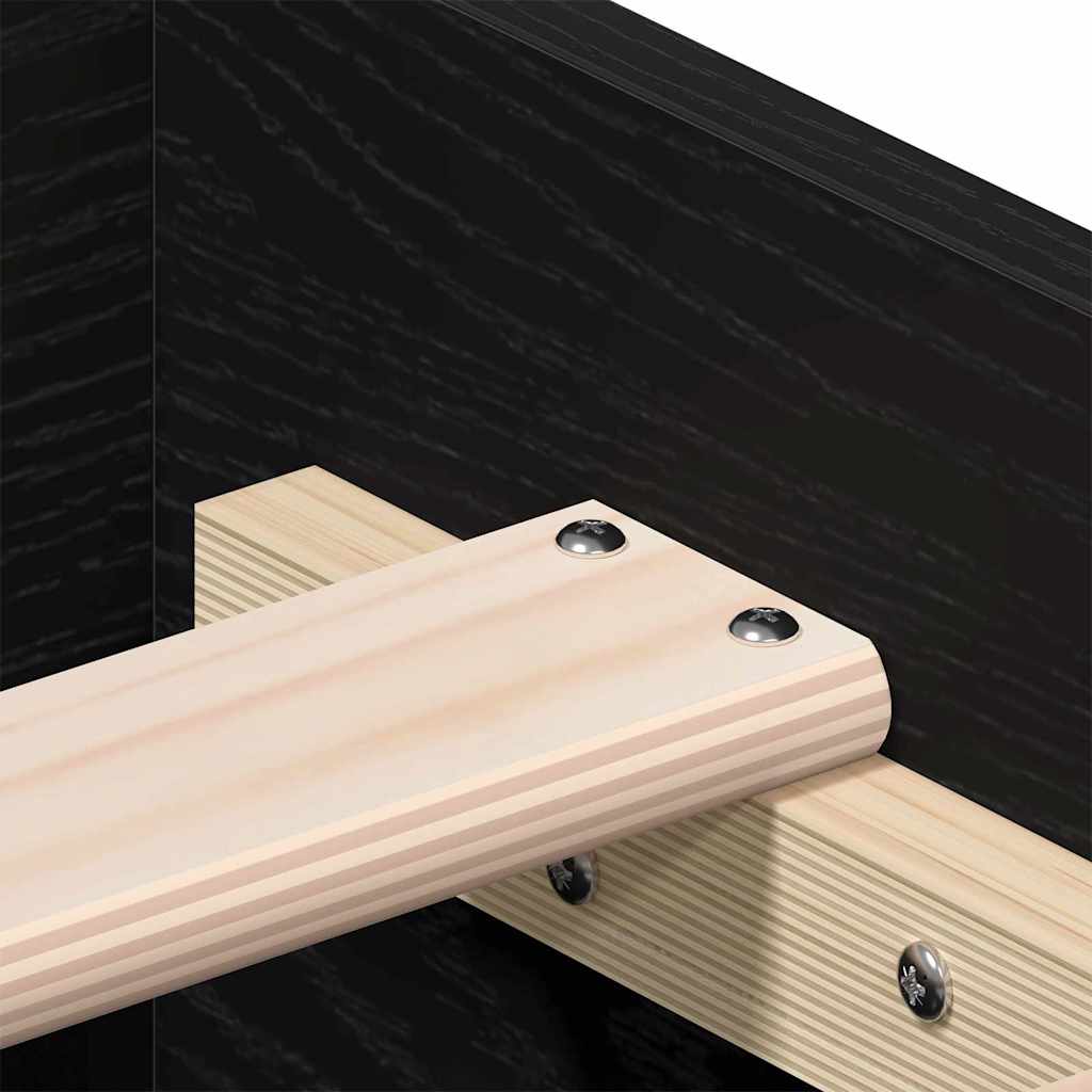 Bedframe met lade Zwart Eiken 140 x 200 cm Bewerkt hout is nu te koop bij PeponiXL, paradijselijk wonen!