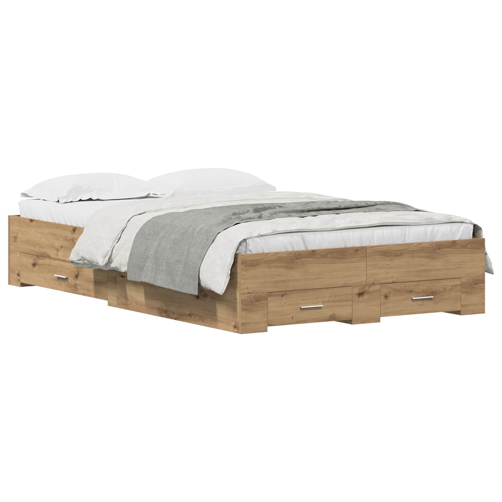 Bedframe met lade Artisan Eiken 120 x 200 cm Bewerkt hout is nu te koop bij PeponiXL, paradijselijk wonen!