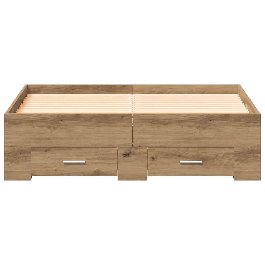 Bedframe met lade Artisan Eiken 120 x 200 cm Bewerkt hout is nu te koop bij PeponiXL, paradijselijk wonen!
