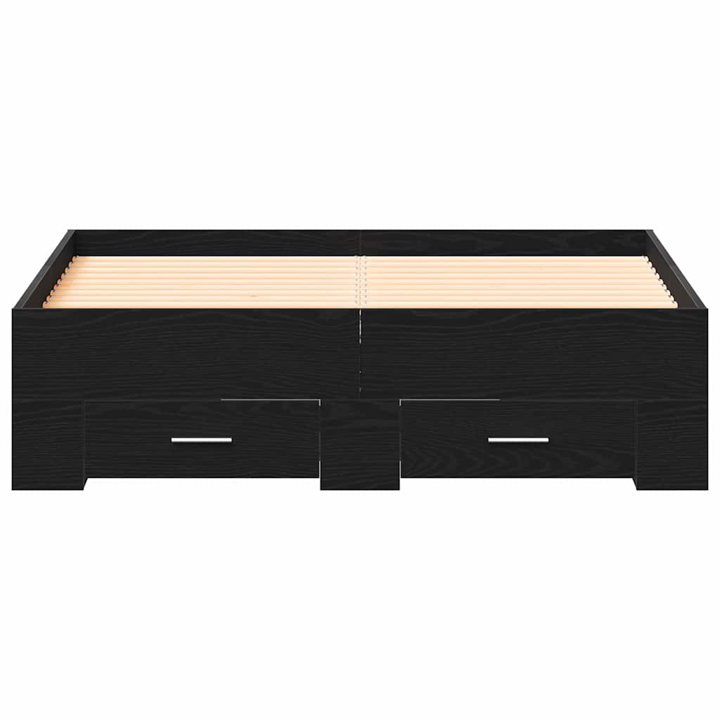 Bedframe met lade Zwart Eiken 120 x 200 cm Bewerkt hout is nu te koop bij PeponiXL, paradijselijk wonen!