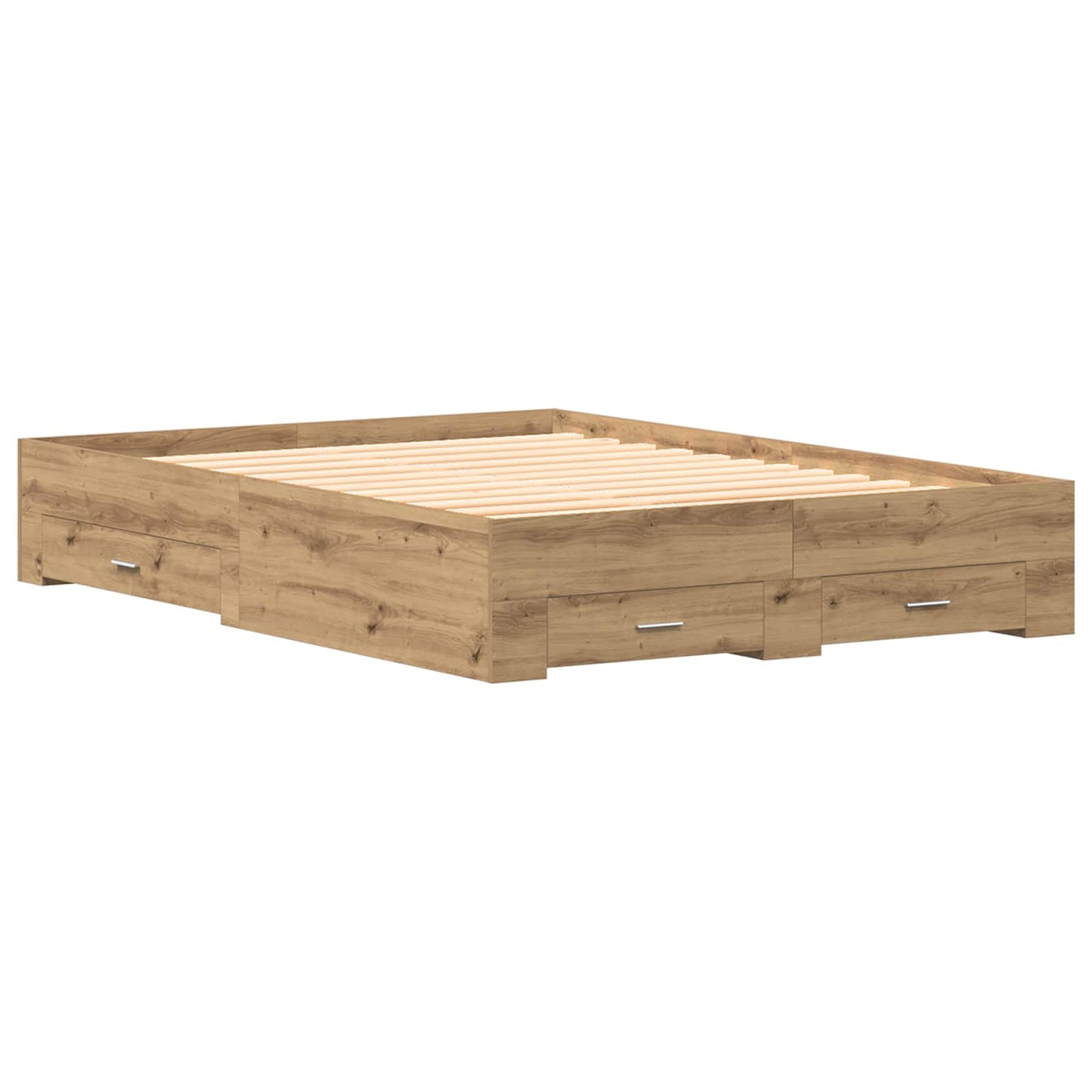 Bedframe met lade Artisan Eiken 140 x 190 cm Bewerkt hout is nu te koop bij PeponiXL, paradijselijk wonen!