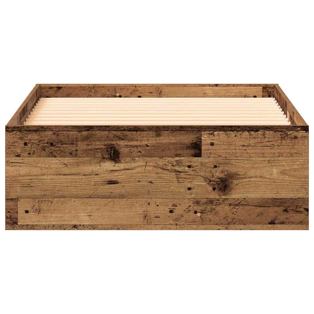 Bedframe met lade met opslag Oud Hout 100 x 200 cm Bewerkt hout is nu te koop bij PeponiXL, paradijselijk wonen!