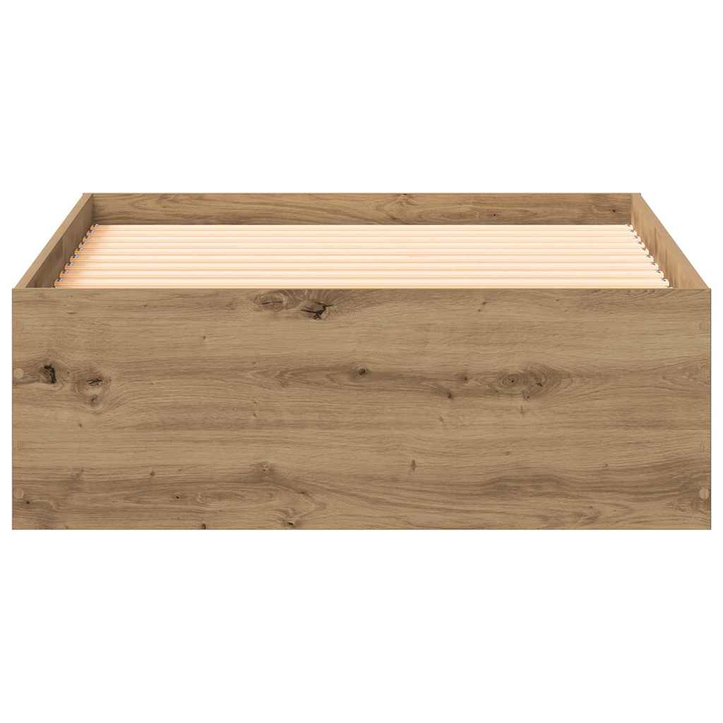 Bedframe met lade Artisan Eiken 100 x 200 cm Bewerkt hout is nu te koop bij PeponiXL, paradijselijk wonen!