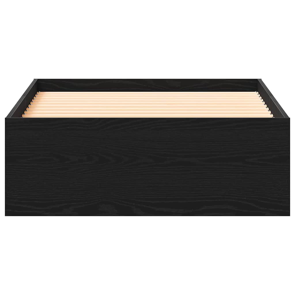 Bedframe met lade Zwart Eiken 100 x 200 cm Bewerkt hout is nu te koop bij PeponiXL, paradijselijk wonen!