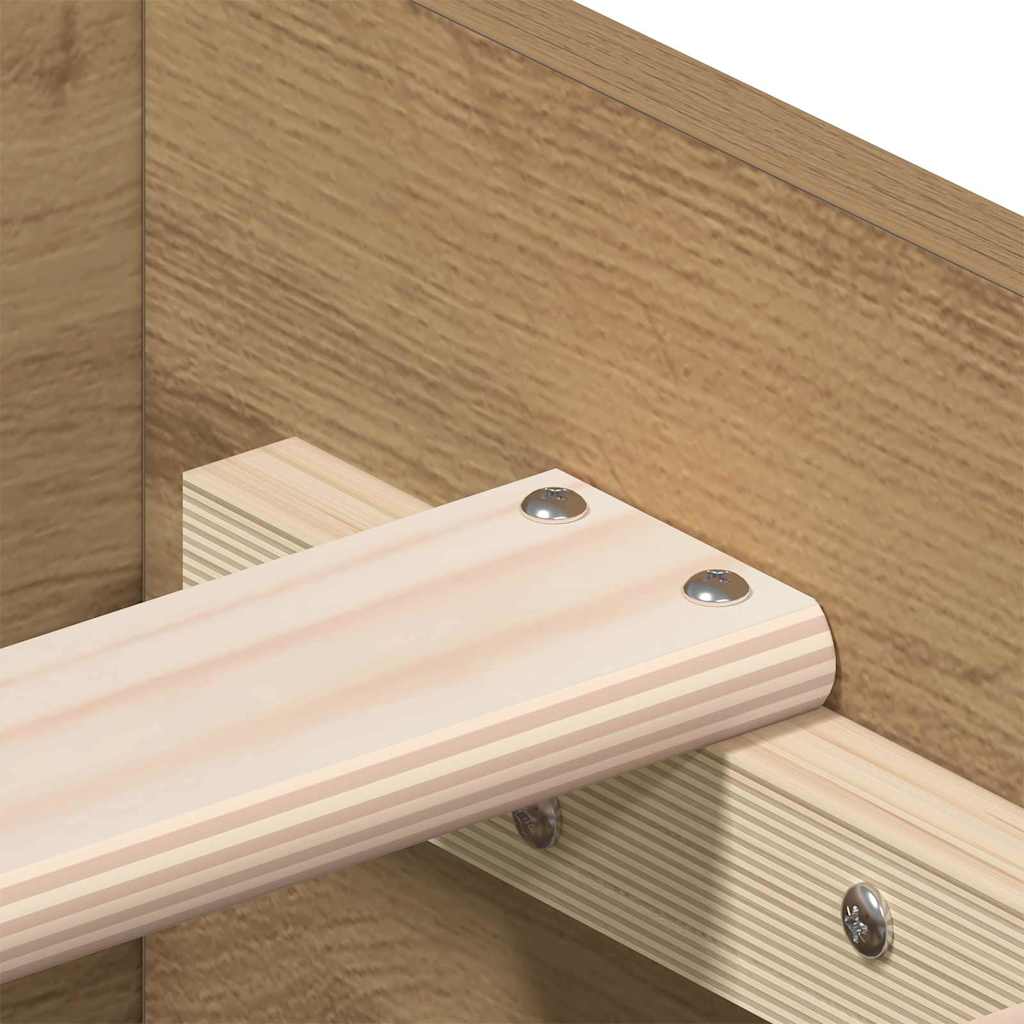 Bedframe met lade Artisan Eiken 90 x 200 cm Bewerkt hout is nu te koop bij PeponiXL, paradijselijk wonen!