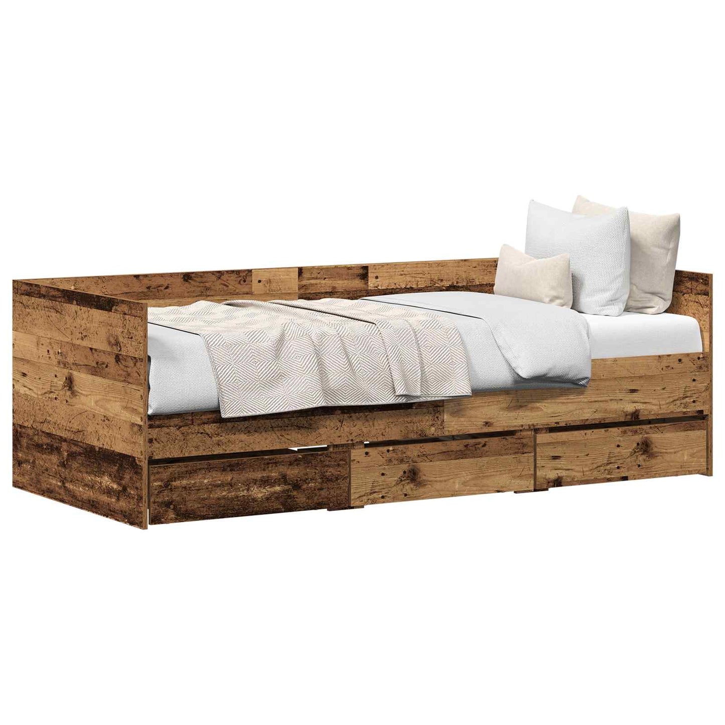 Dagbed met hoofdeinde Oud Hout 90 x 200 cm Bewerkt hout is nu te koop bij PeponiXL, paradijselijk wonen!